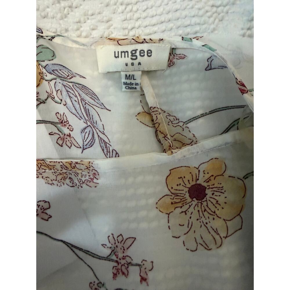 Umgee Boho Floral Kimono Cardigan Sheer Open Front Border Print M/L Festival - Picture 4 of 4